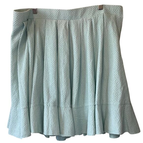 Torrid Light Baby Blue Textured Pleated A Line Skater Style Mini Skirt Size 20 - Picture 1 of 11